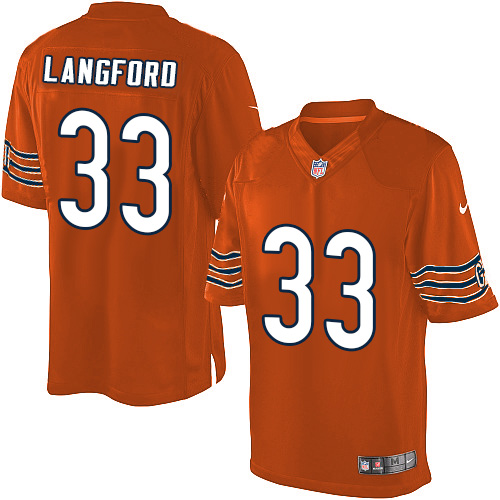 Men's Limited Jeremy Langford Nike Jersey Orange Alternate - #33 NFL Chicago Bears